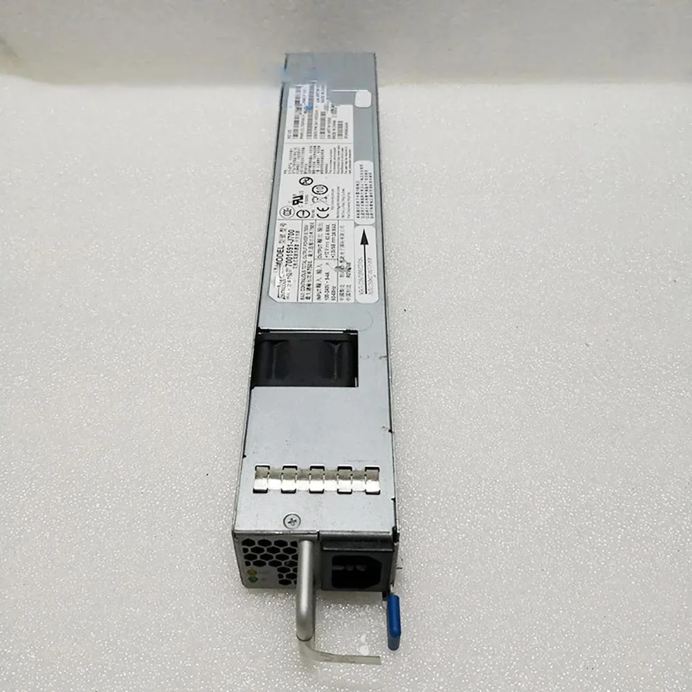 Rectangular silver ATX power supply unit with ventilation grille and power socket