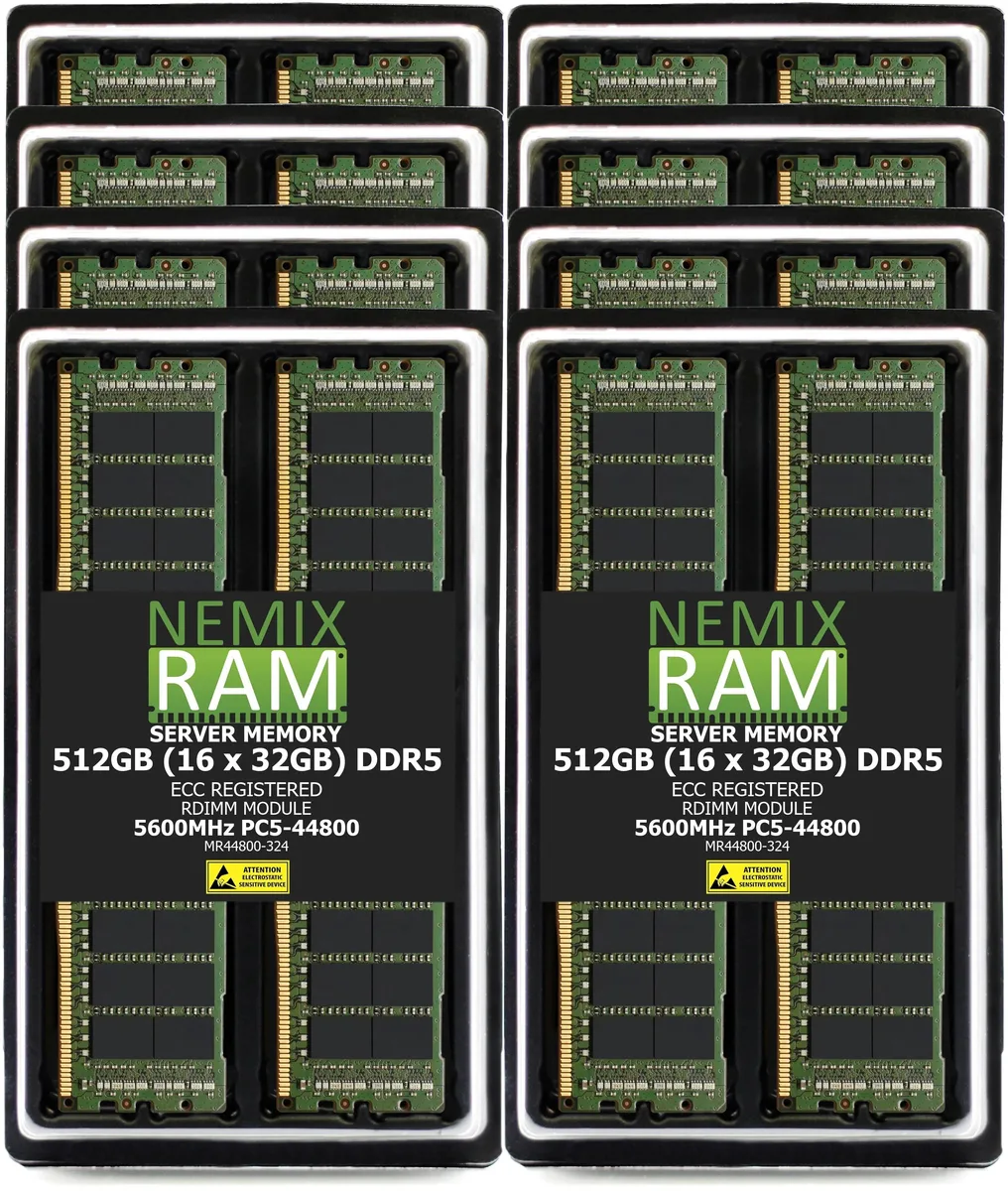 NEMIX RAM NEMIX RAM 512GB 16x32GB DDR5 5600 CL46 ECC RDIMM Lenovo ST650 V3 memory upgrade — foto del prodotto