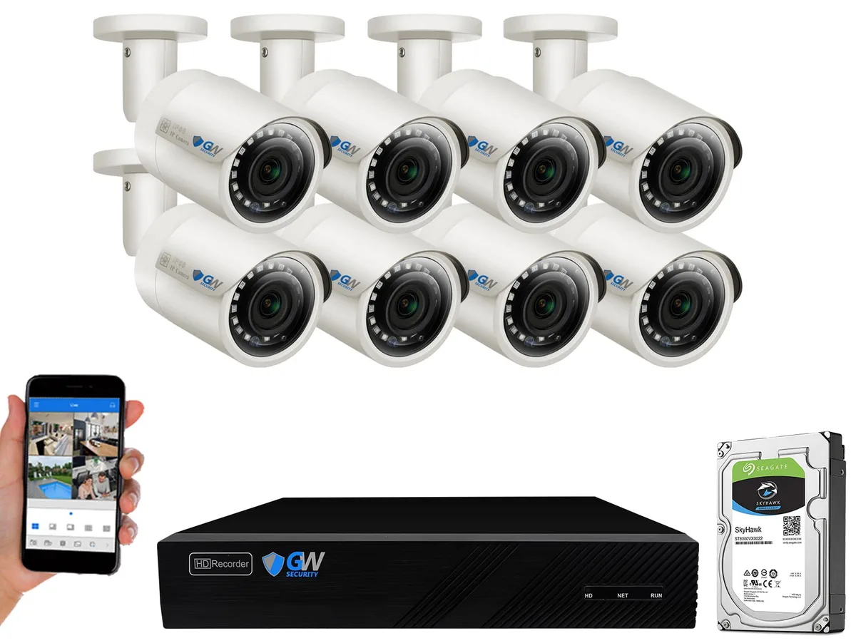 GW Security Inc. GW Security Inc. 8CH 4K H.265 NVR 8×5MP IP Camera Kit 2TB — product photo