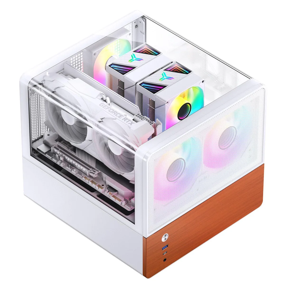 JONSBO JONSBO V12 White Micro ATX PC Case Walnut Wood — product photo