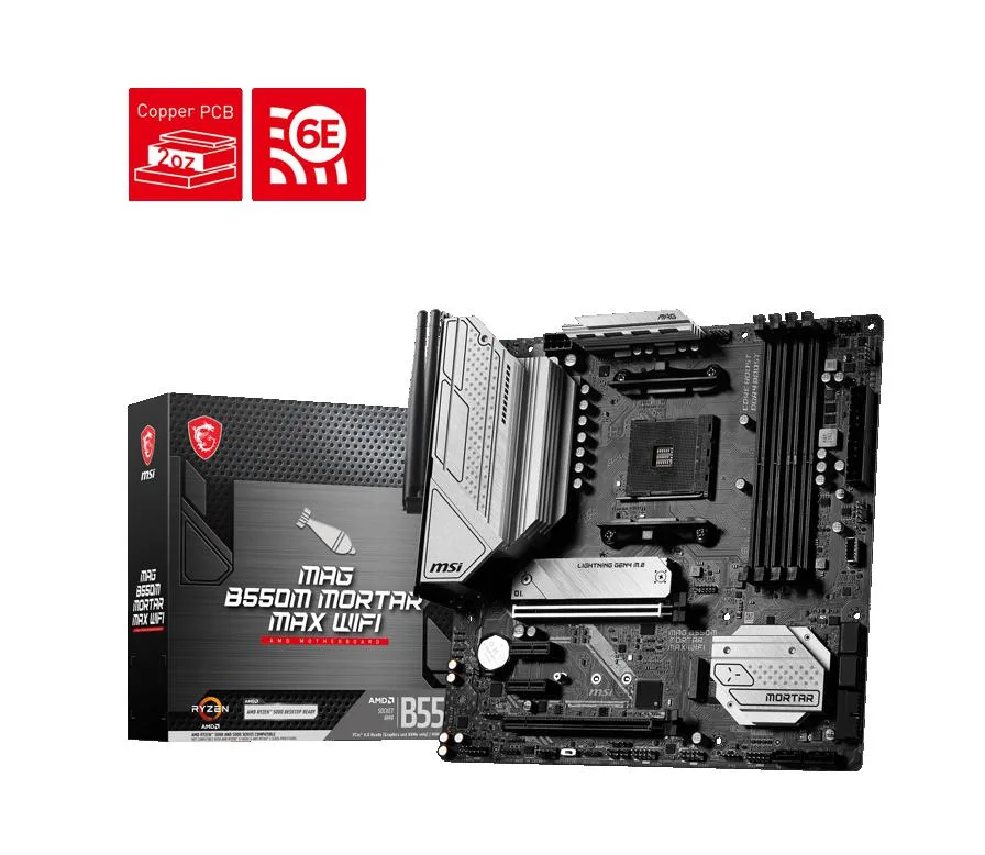 Micro ATX board dark PCB silver heatsinks rear I/O shield