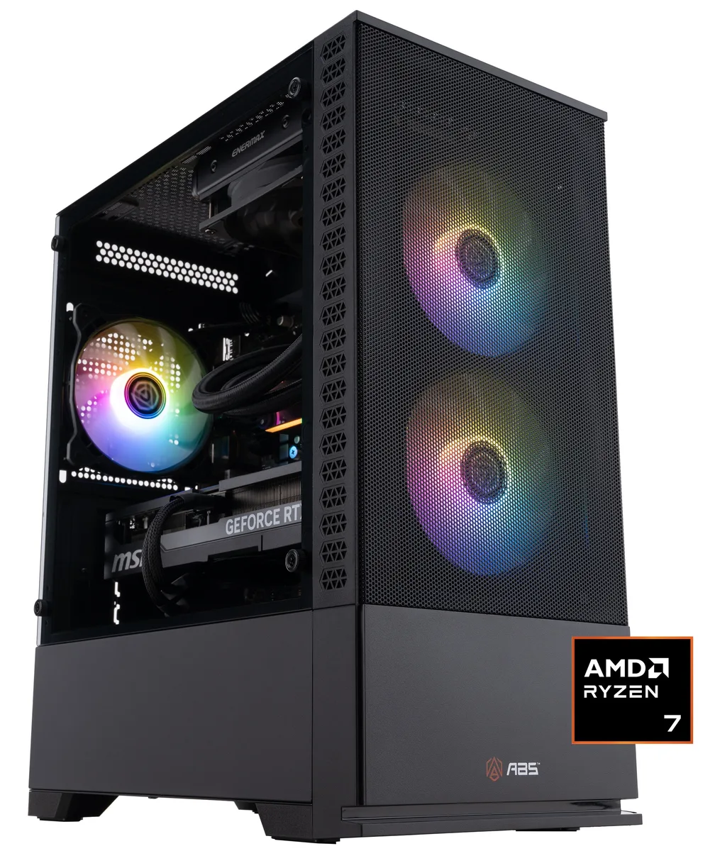 Refurbished ABS Cyclone Ruby mid-tower gaming PC with RGB memory and liquid cooling