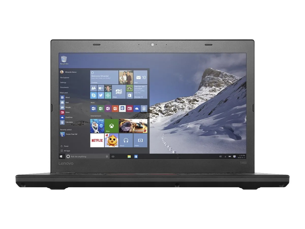 Black 14 inch laptop with backlit keyboard and fingerprint reader