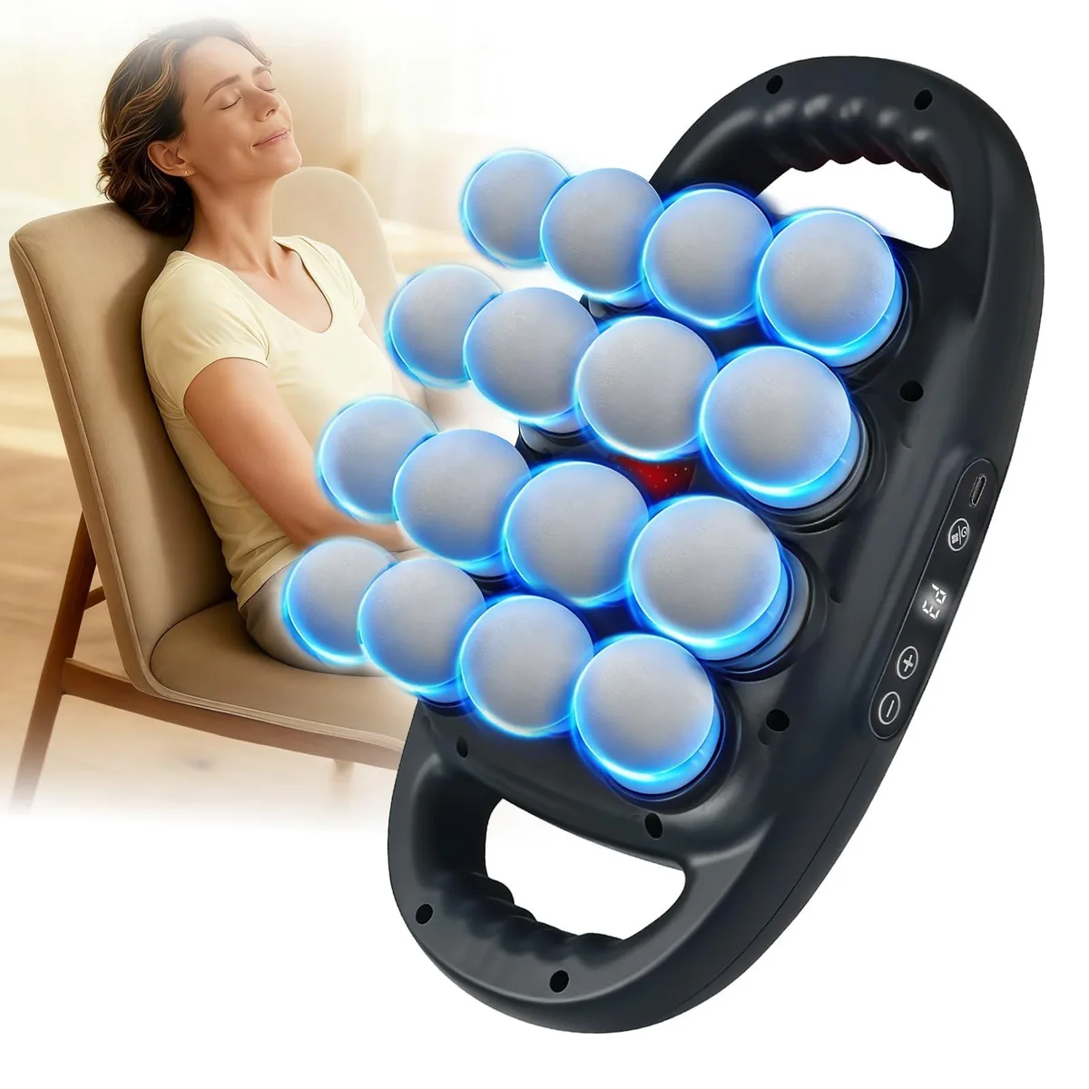  grnpeak 16 Head Massage Gun Black 99 Speed 2000mAh — foto del prodotto