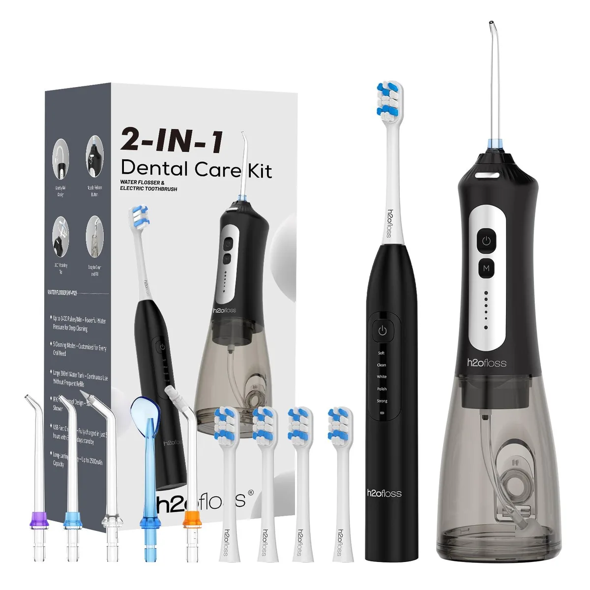  Waterpik HF-CleanKitX1 oral care, 2000mAh brush, 2500mAh flosser, 300ml tank — product photo