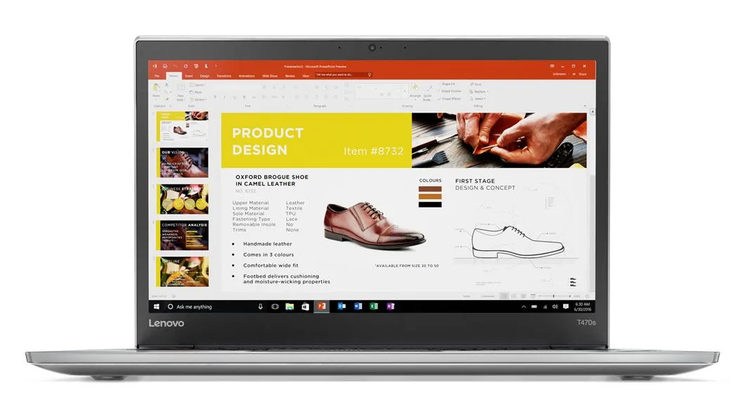Silver Lenovo ThinkPad T470s laptop with 14 inch matte display