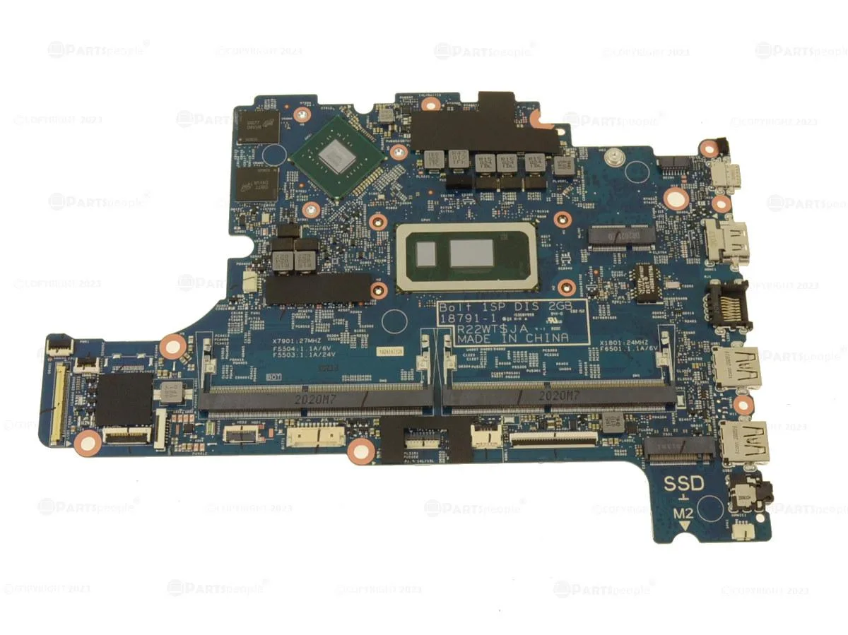 Green laptop motherboard with soldered Core i7-8565U CPU and Nvidia graphics chip, part 1X76W