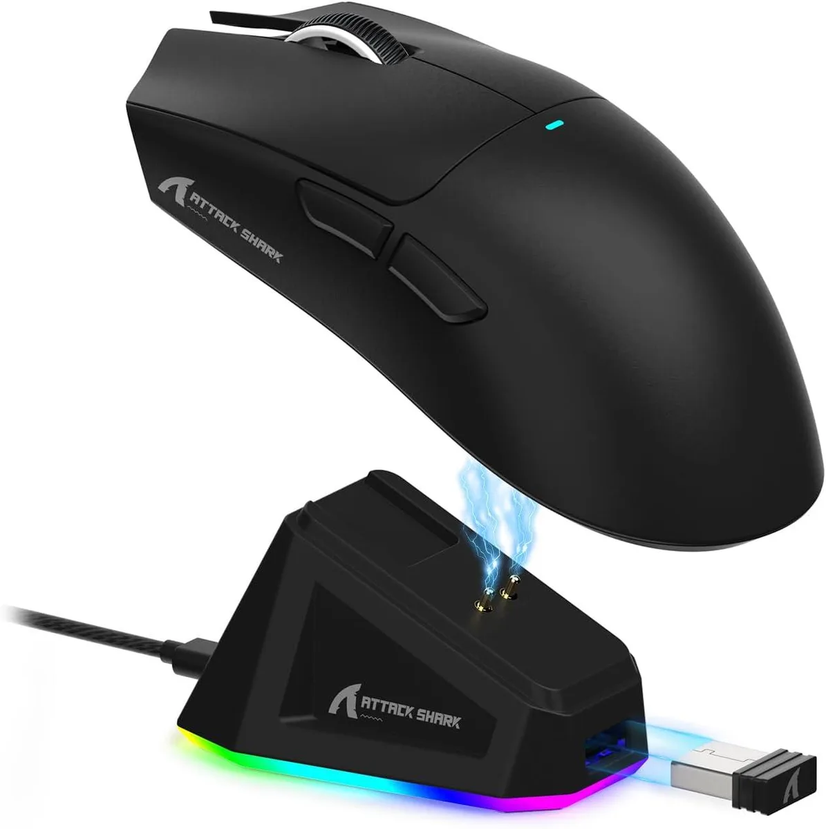 Attack Shark Attack Shark X11 gaming mouse PAW3311 22000 DPI 62g tri-mode RGB dock — product photo