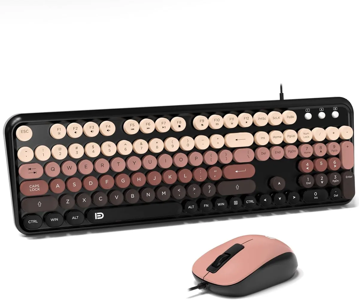 TUKO TUKO 8870P Wired Keyboard and Mouse Combo 104 Round Keys Black-Berry Colorful — zdjęcie produktu
