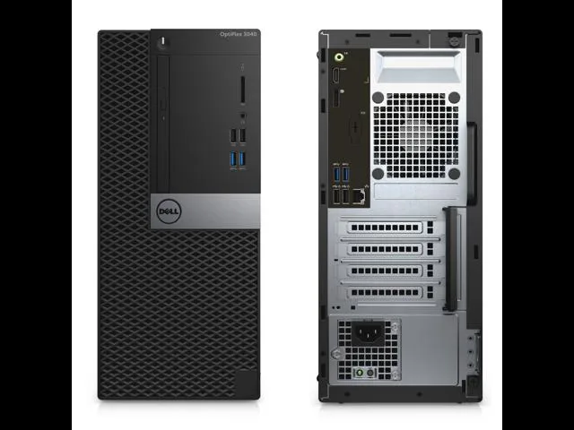 Small black desktop tower standing upright, no monitor included