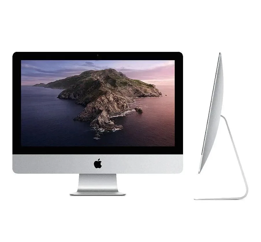 Silver all-in-one desktop with 21.5 inch Retina 4K display