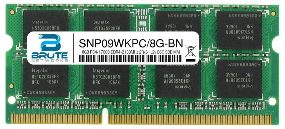 Brute Networks Brute Networks 8GB DDR4-2133 ECC SODIMM CL15 1.2V 2Rx8 288-Pin — product photo