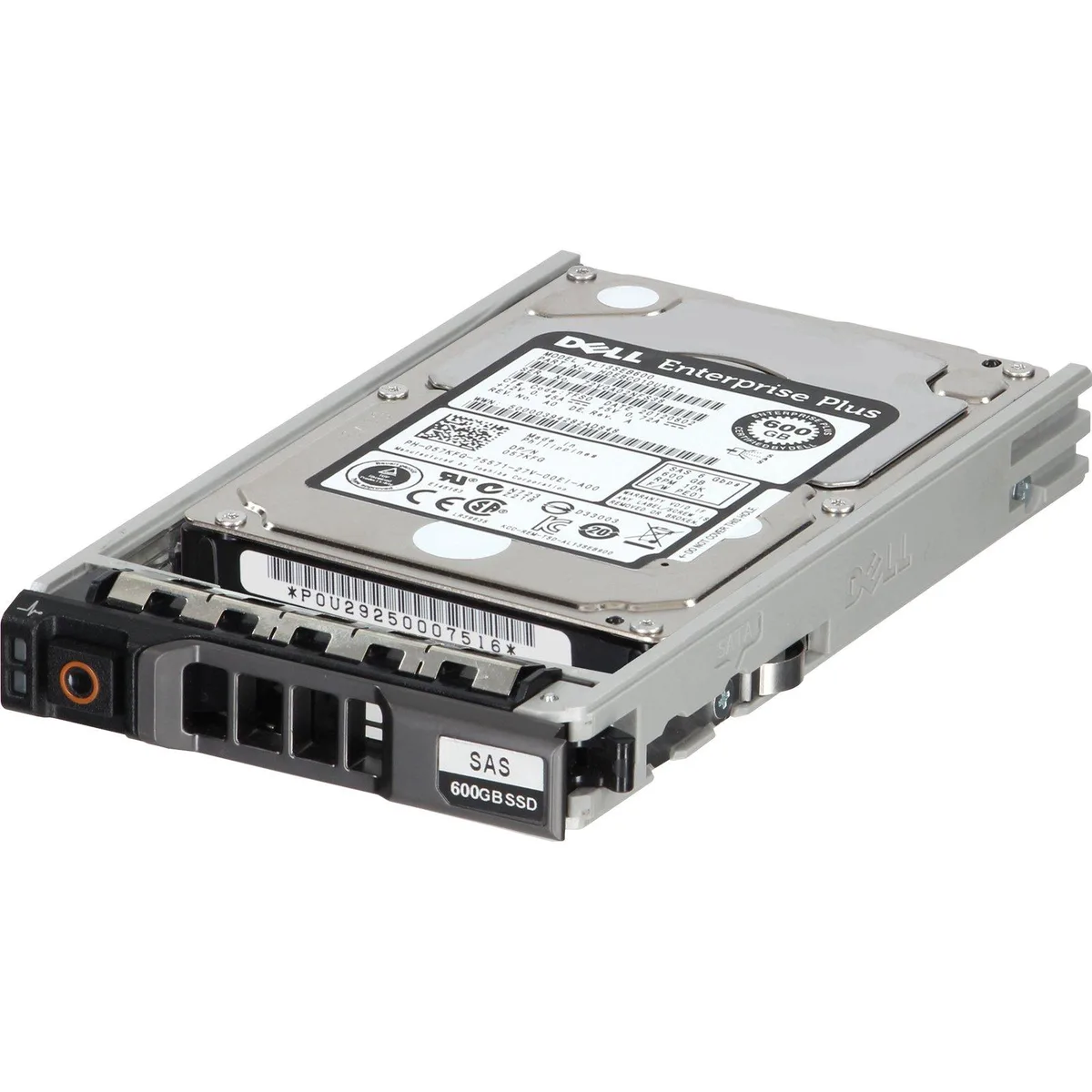 Silver 2.5 inch SAS hard drive with Dell label