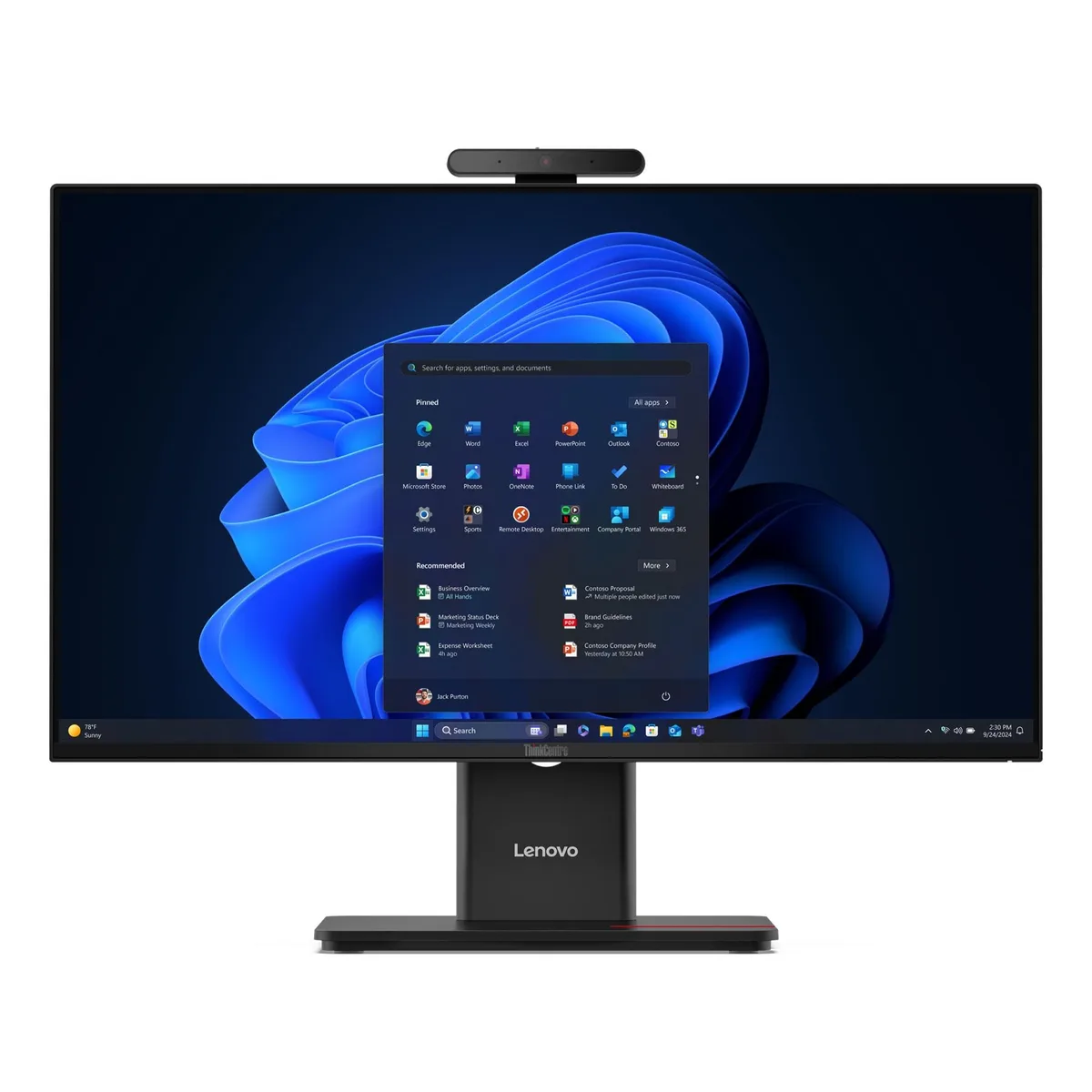Lenovo ThinkCentre M70a Gen 6 all-in-one desktop, 23.8 inch FHD IPS display, 120Hz, Intel Core Ultra 5 245T vPro, 16GB DDR5