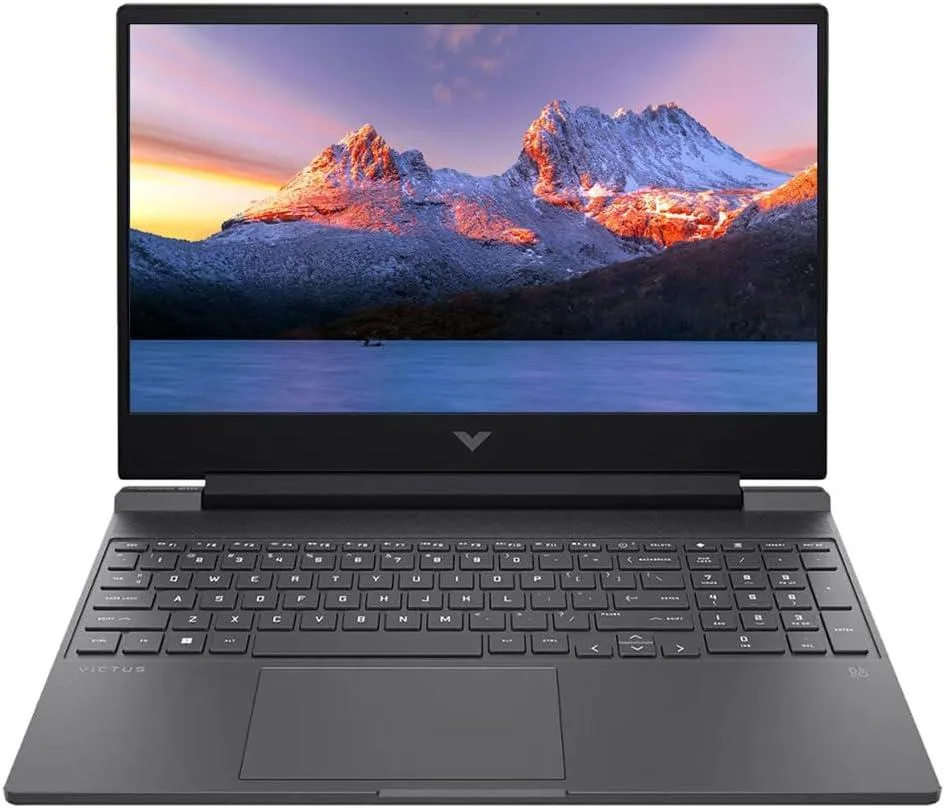 Silver gaming laptop with 15.6 inch display and backlit keyboard