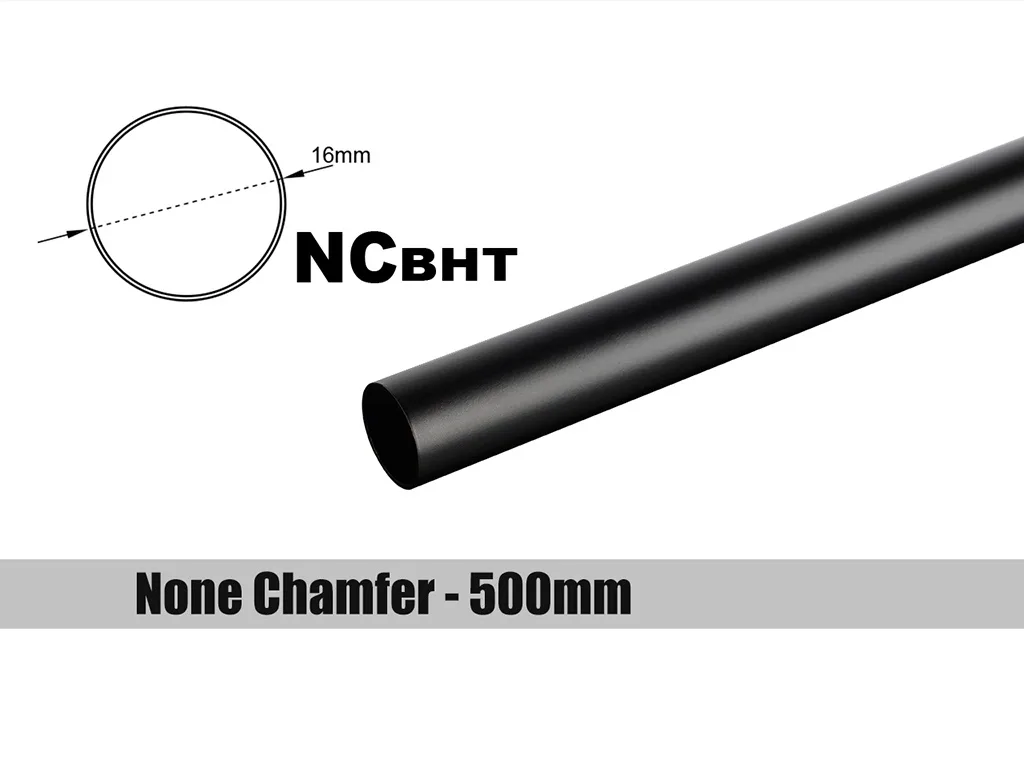 Straight brass tube, 16 mm OD, carbon black finish, 500 mm long