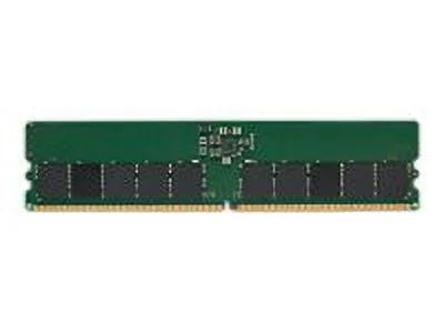 Green rectangular DDR5 DIMM with black chips and gold contacts