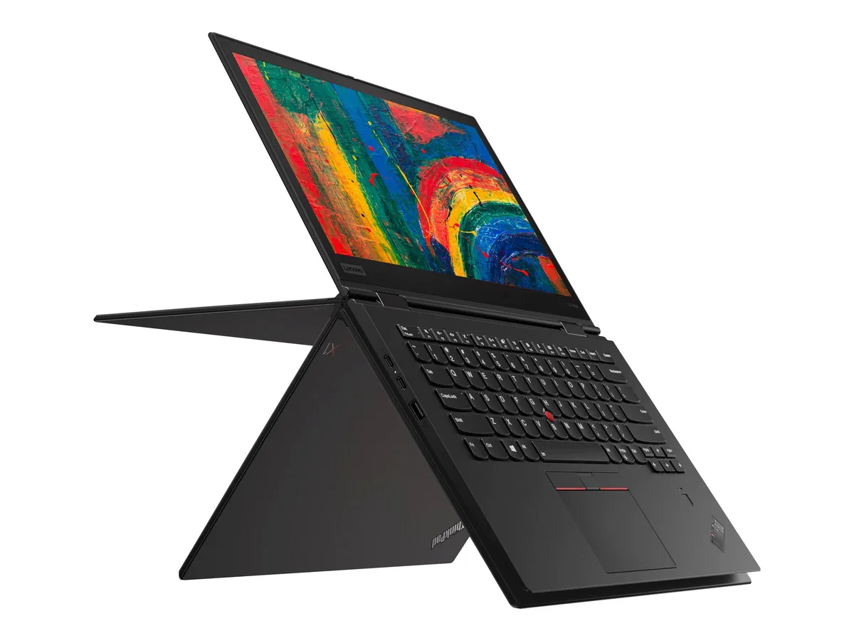 Black 14-inch 2-in-1 convertible laptop with touchscreen and included pen