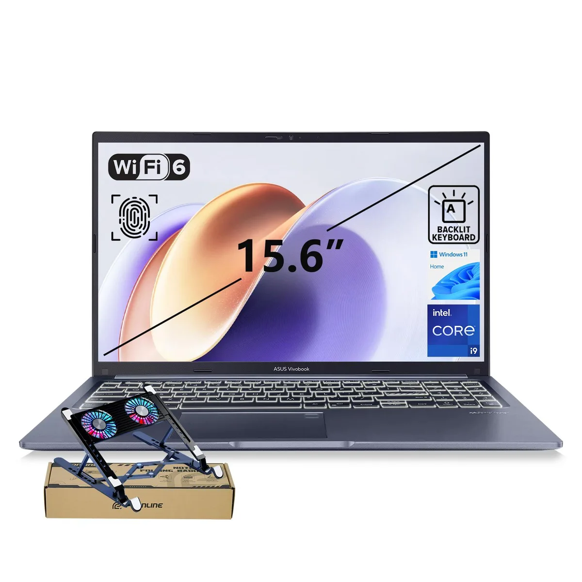 ASUS ASUS Vivobook 15 F1502 laptop, Core i9-13900H, 16GB RAM, 1TB SSD, Blue, PCO Cooler bundle — product photo