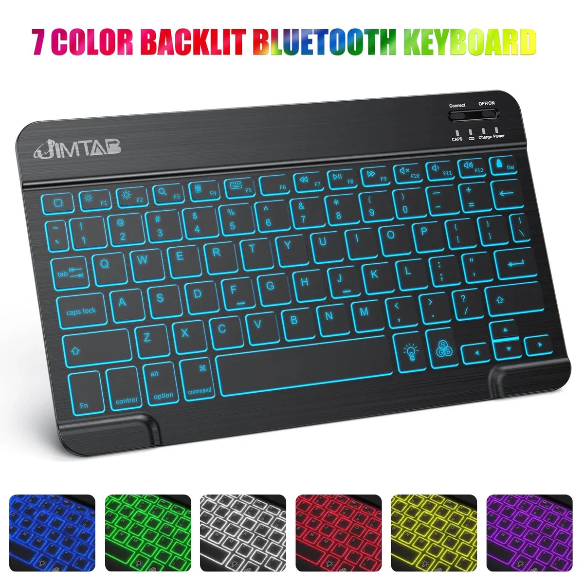Black ultra-thin 10 inch wireless gaming keyboard with 78 keys and 7-color backlight