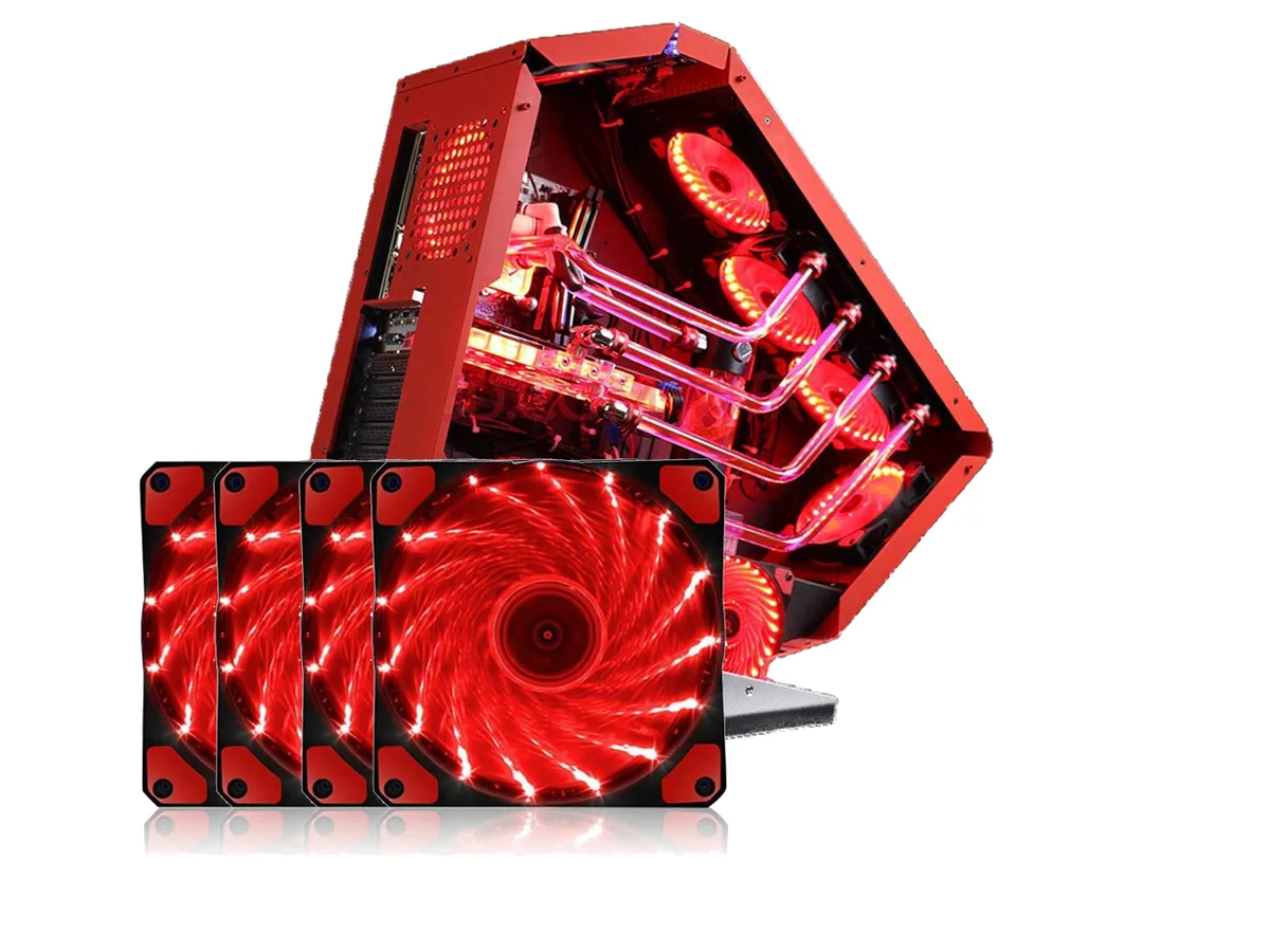 sakose sakose 12025-LED case fan 120mm 15 LED 1100 RPM 18 dBA 4 pack — foto produk