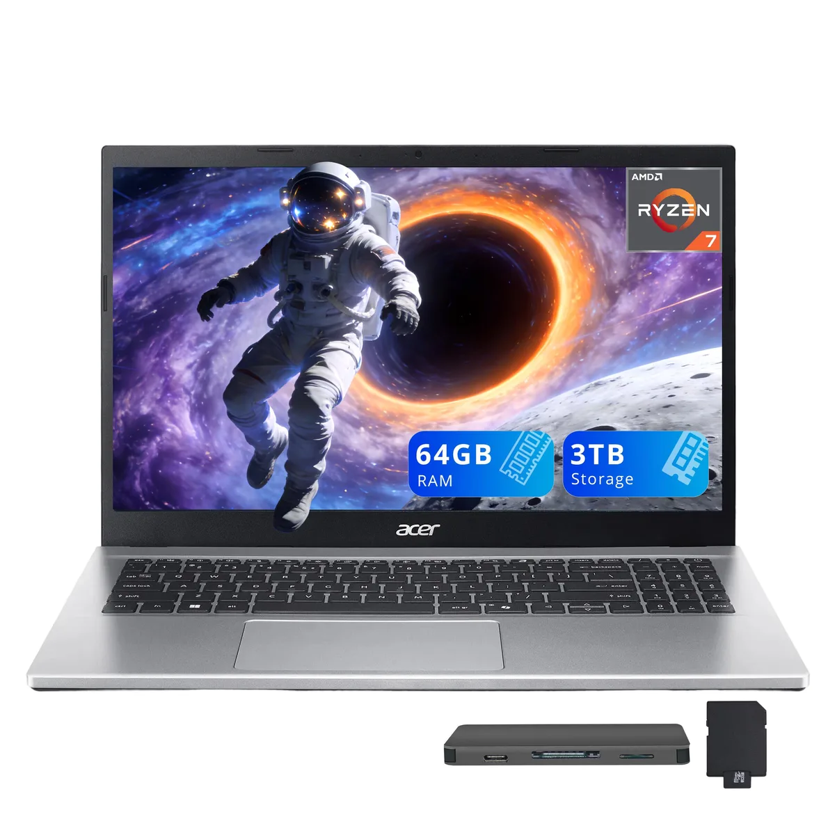 Acer America Acer Aspire Go 15 AMD Ryzen 7 7730U 64GB 3TB business laptop Silver — صورة المنتج