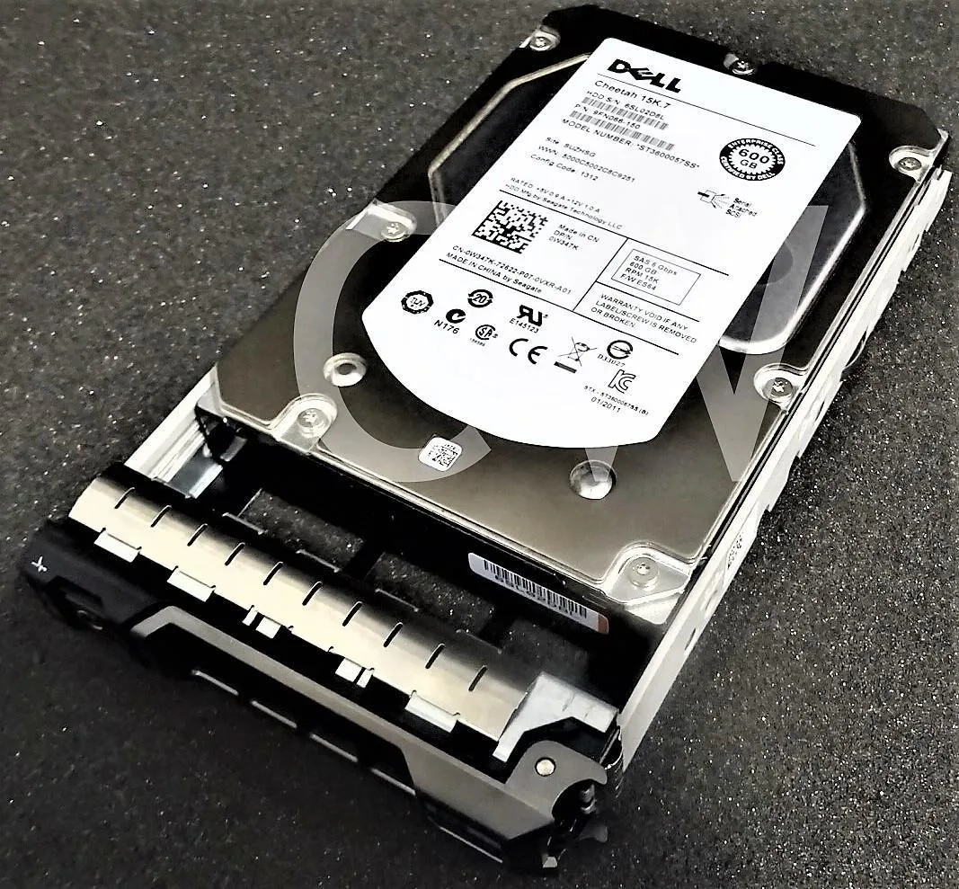 Silver 3.5 inch SAS hard drive with Dell label