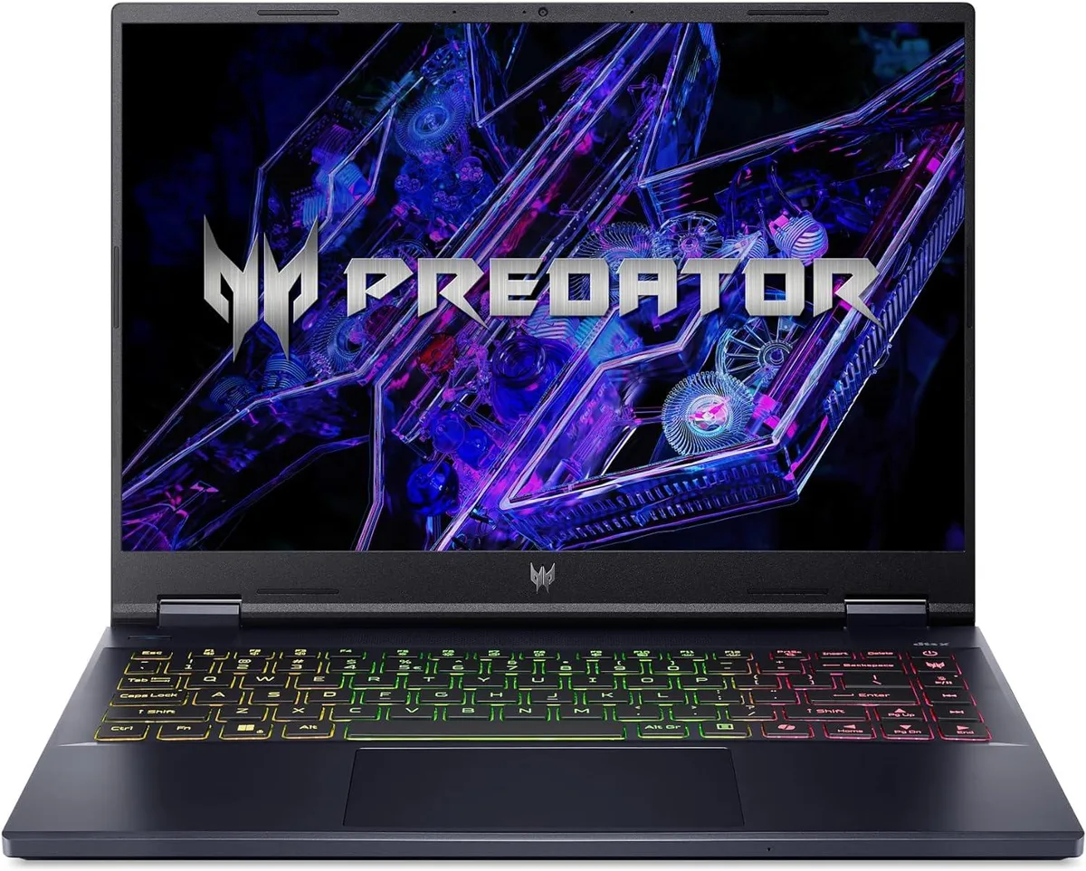Black 14.5-inch gaming laptop with backlit keyboard