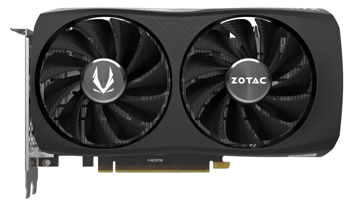 ZOTAC GeForce RTX 4060 Twin Edge OC dual-fan graphics card with metal backplate