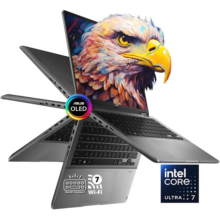 ASUS ASUS Vivobook 2-in-1 laptop Intel Core Ultra 7 256V 16GB 512GB 14" OLED Matte Gray — תמונת המוצר