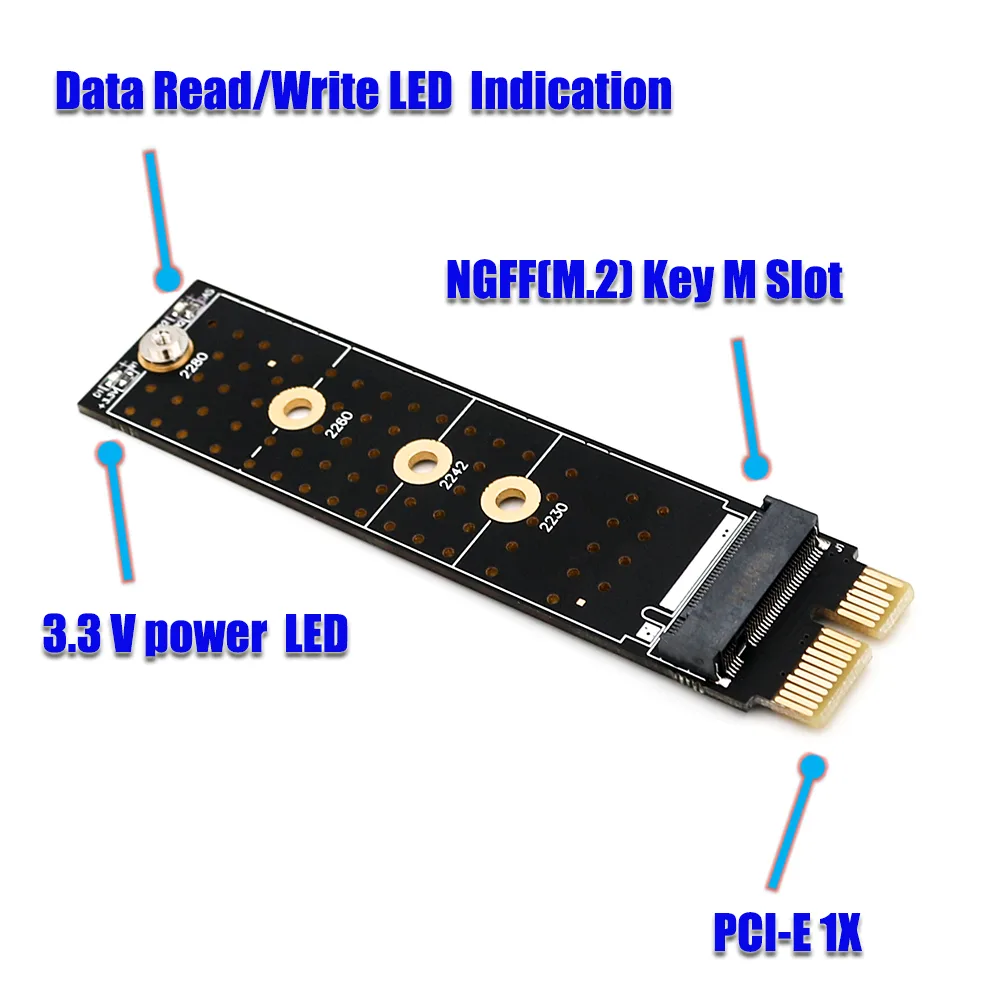Shenzhen Aimilai Technology Co.Ltd. Shenzhen Aimilai Technology Co.Ltd. M.2 M-Key NVMe to PCIe x1 Adapter (vertical) — product photo