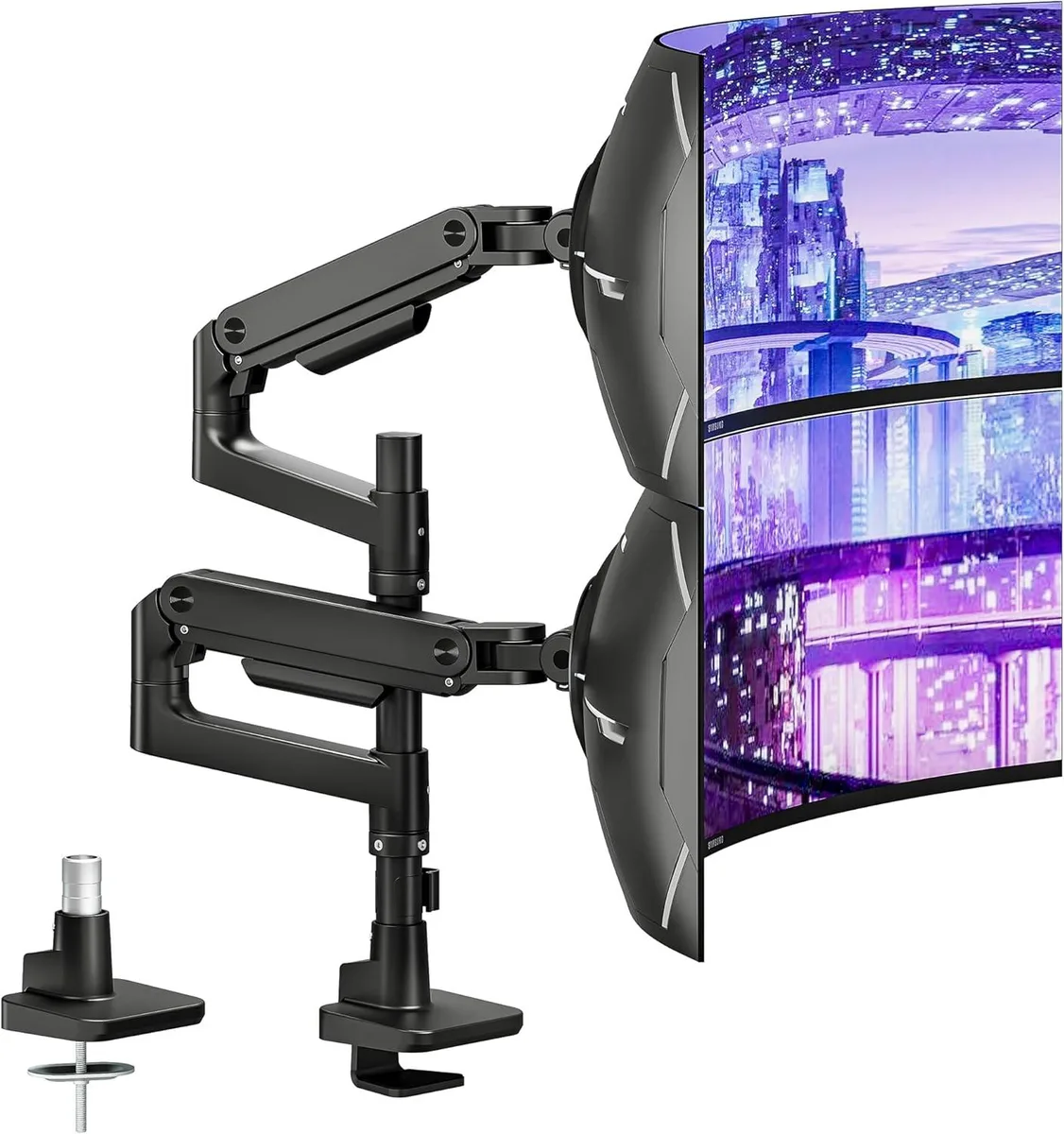 BFKK BFKK Dual Monitor Arm Desk Mount 17-49 Inch 44 lbs Gas Spring Vertical Stacked Black — φωτογραφία προϊόντος