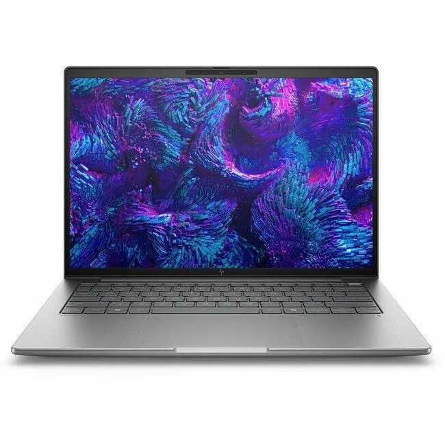 Silver 16 inch laptop closed showing slim profile and HP branding