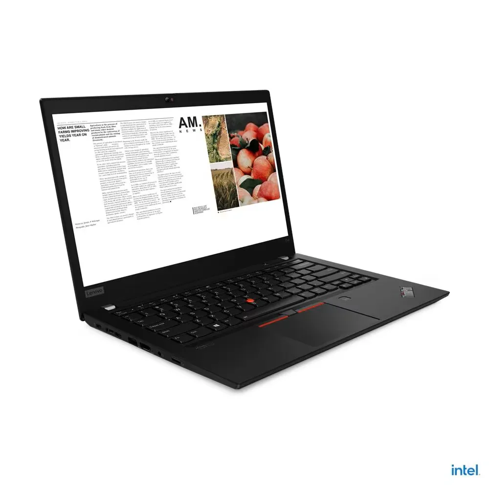 Black 14.0 inch ThinkPad T14 Gen 2 laptop with touchscreen display, closed lid showing matte finish