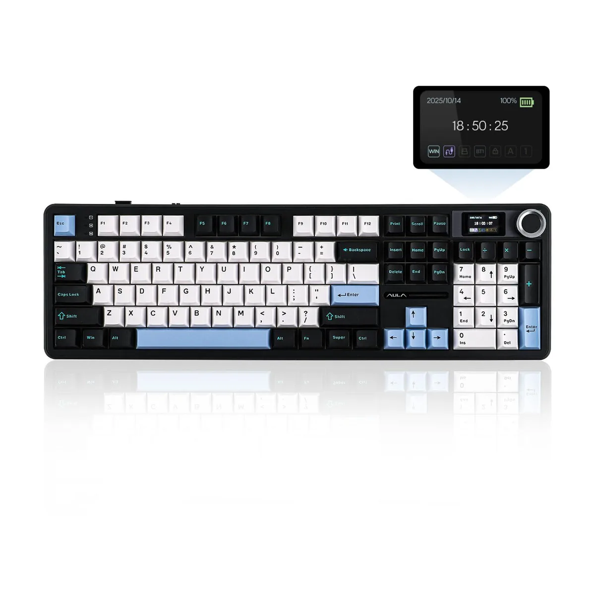Epomaker Epomaker F108 PRO gaming keyboard, full-size, wireless, 104 keys, LCD screen, 8000mAh battery — φωτογραφία προϊόντος