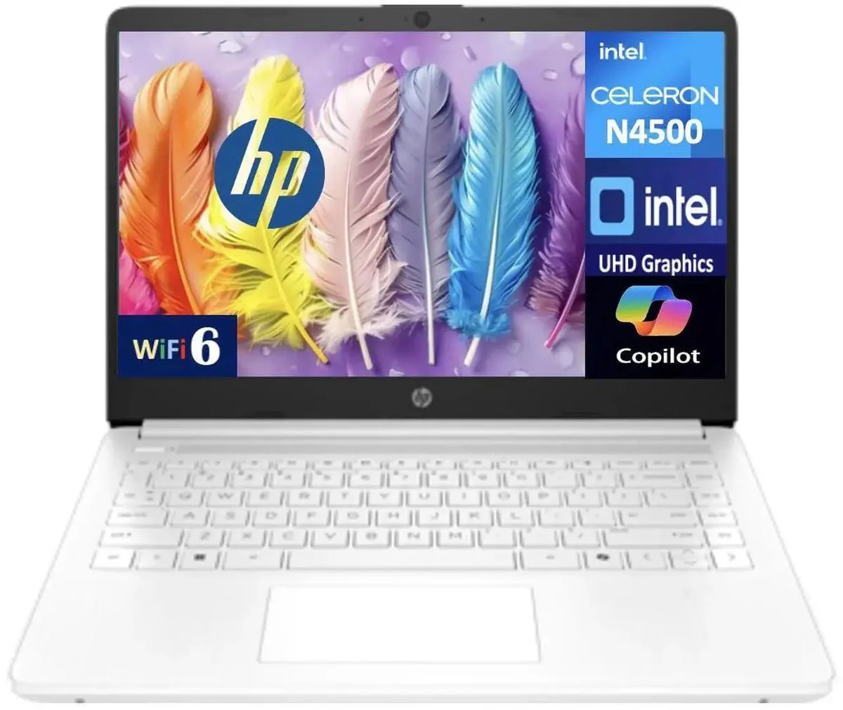 HP HP 14 laptop Celeron N4500 8GB DDR4 128GB NVMe 14.0" HD Snowflake White — product photo