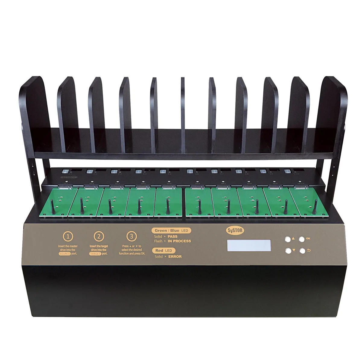 Systor Systor SYSNVME-YL06PRO09 1-to-9 NVMe/SATA Duplicator 36GB/min — صورة المنتج