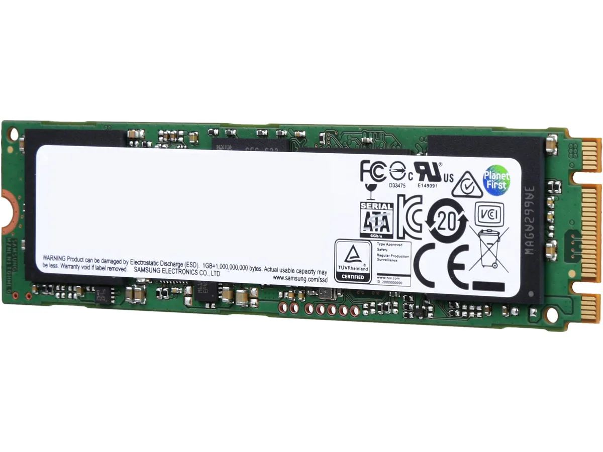 Samsung 850 EVO M.2 2280 SATA SSD 500GB black circuit board gold edge connector