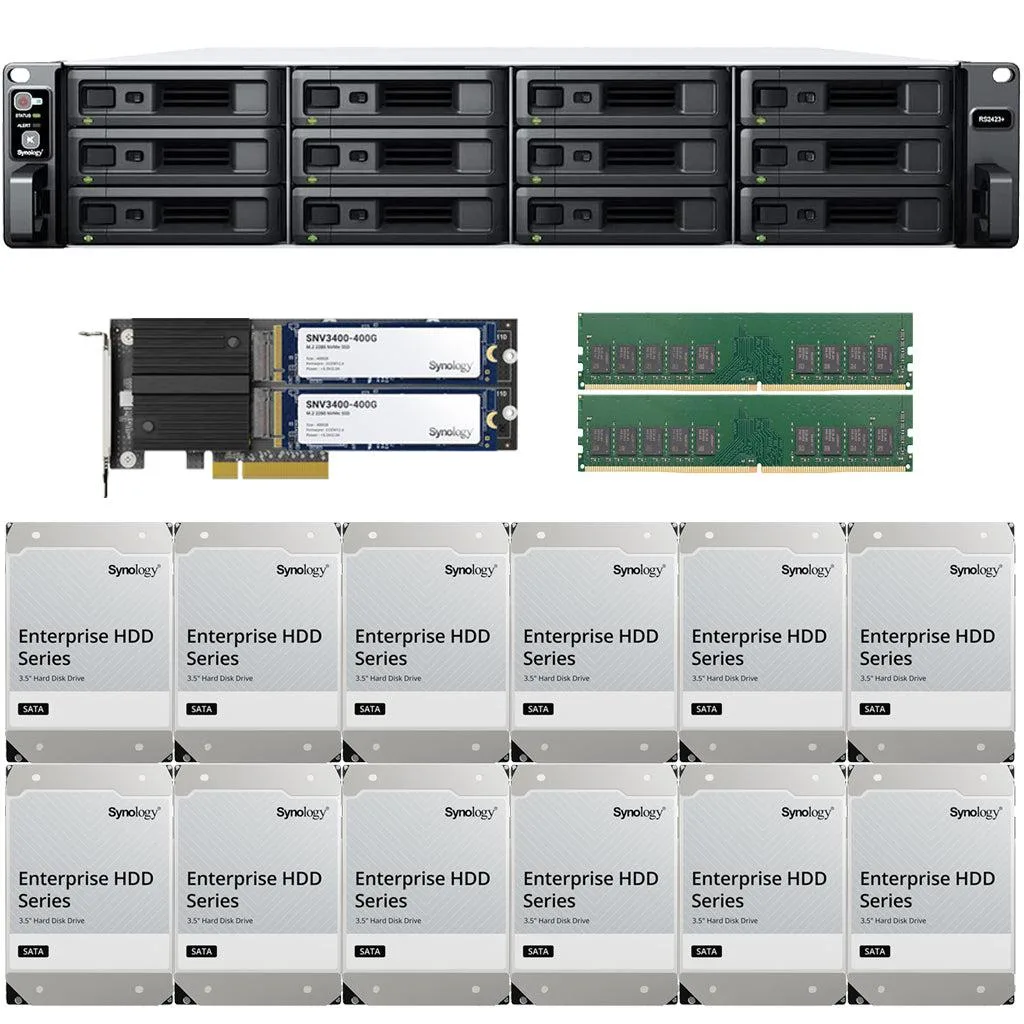 Black rackmount server chassis with twelve drive bays visible at the front
