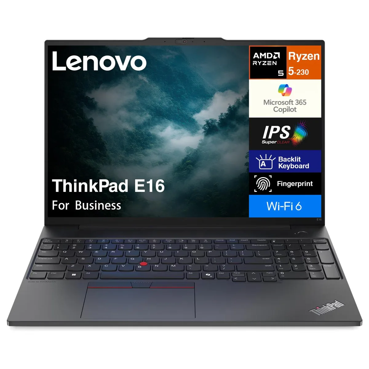 Black 16-inch ThinkPad laptop matte finish closed lid