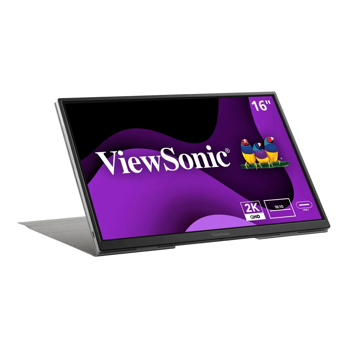 16 inch black portable monitor with built-in stand cover