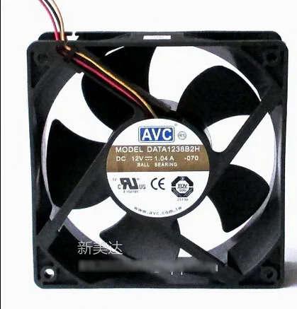 Black 120mm square cooling fan with 3-pin connector and no LED lighting