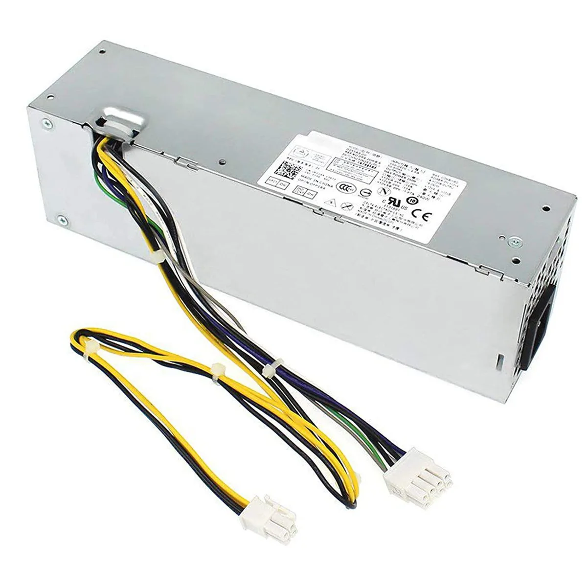 White rectangular ATX power supply unit, 9.4 by 2.4 by 2.8 inches