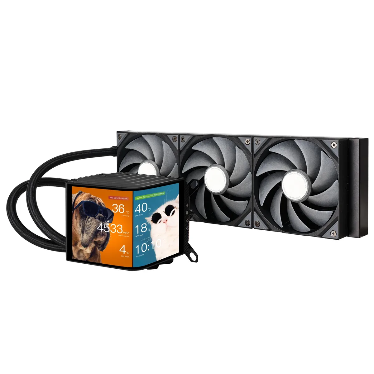 TRYX TRYX Panorama 360 360mm liquid cooler 6.5" AMOLED curved screen ROTA PRO 120mm fan — foto del producto