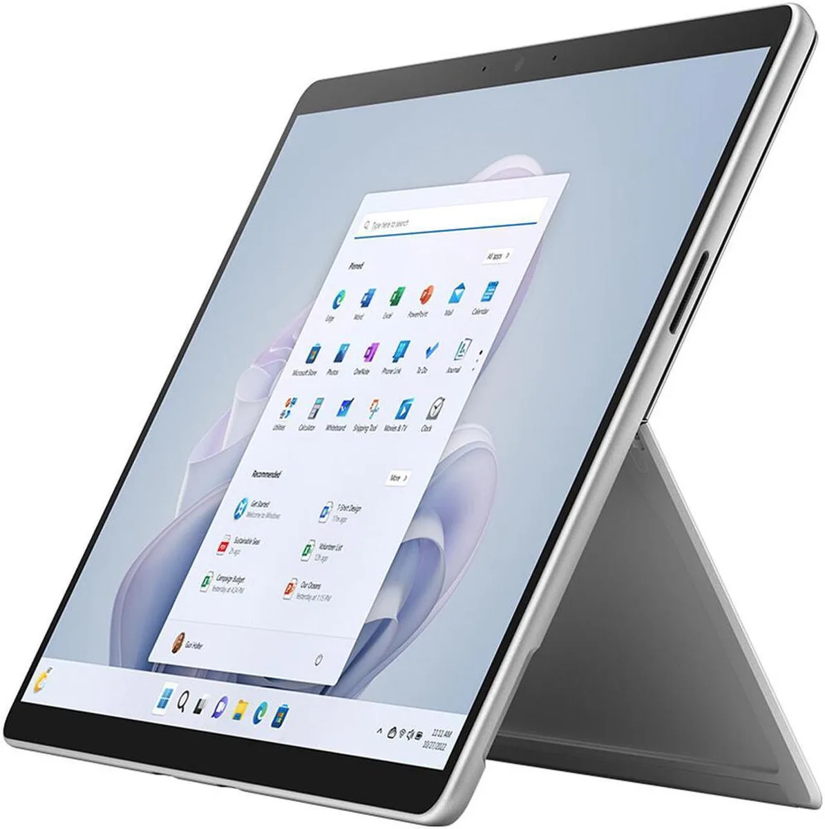 Platinum Surface Pro 9 tablet with 13 inch touchscreen and kickstand
