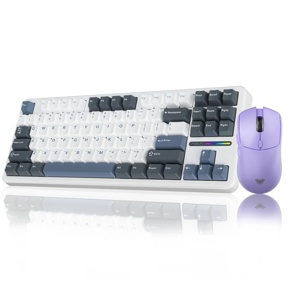Vszerda Vszerda F87 75% Mechanical Keyboard + SC580X Mouse Light Purple — foto produk