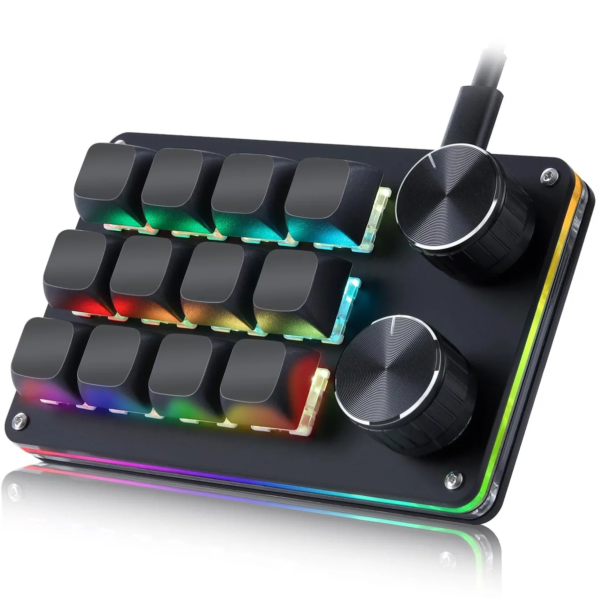 Koolertron Macro Programmable Keypad 12 Keys 2 Knob Blue Switch Hot Swappable RGB Black — φωτογραφία προϊόντος