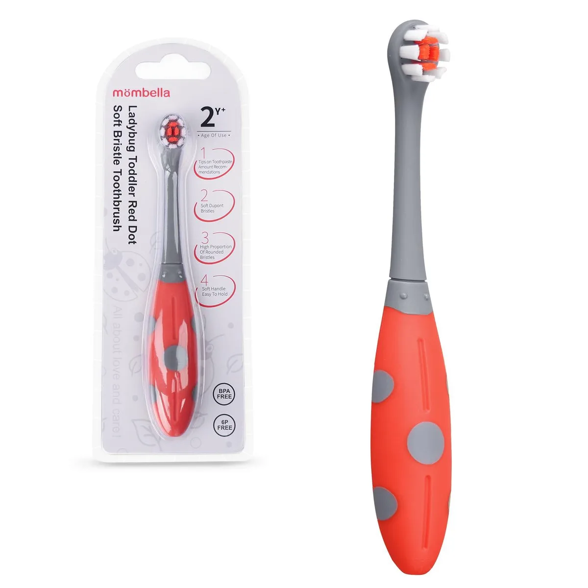  Mombella Ladybug Toddler Toothbrush Red 01404-1 Oral Care — product photo