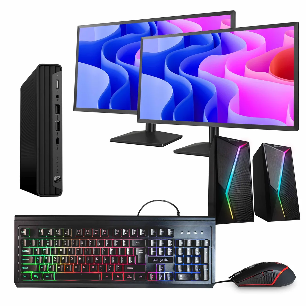 HP HP ProDesk 600 G6 Mini PC i5-10500 32GB DDR4 1TB SSD 1TB HDD Windows 11 Pro Dual 24" Monitors — fotografie produktu
