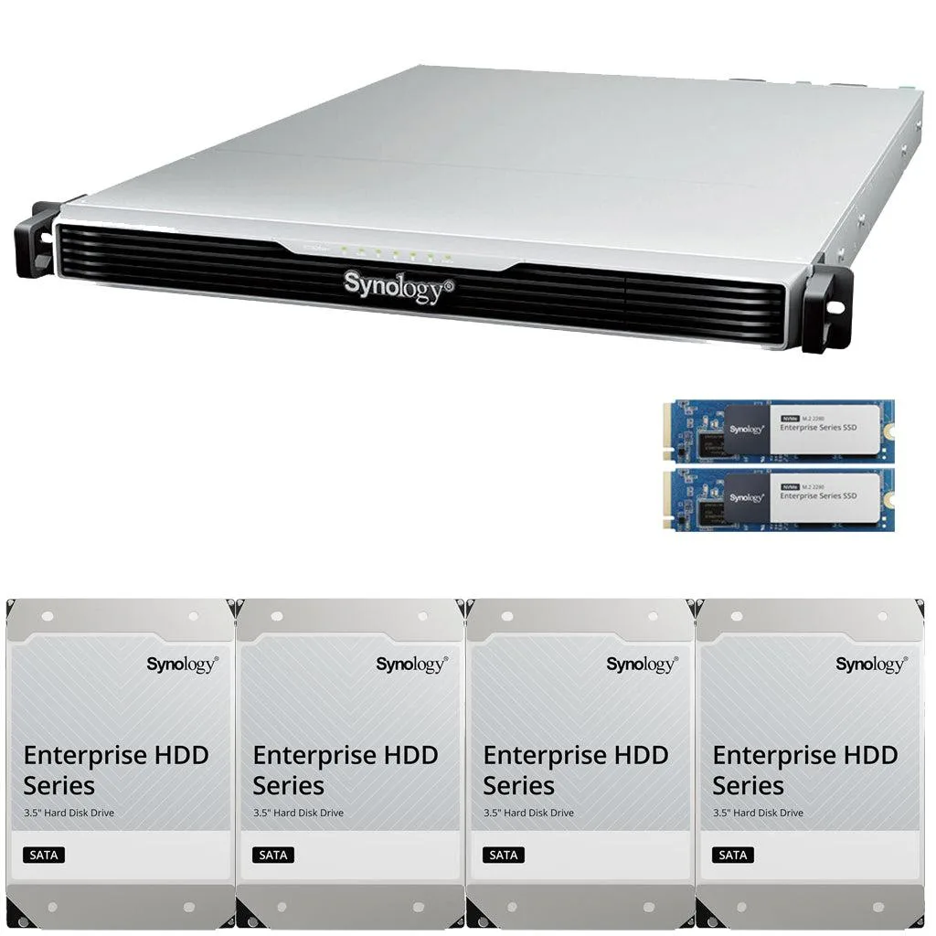 Synology Inc. Synology RS1626xs+ Xeon D-1726 4-Bay Rackmount NAS 16GB 1.6TB Cache 32TB Drives — product photo